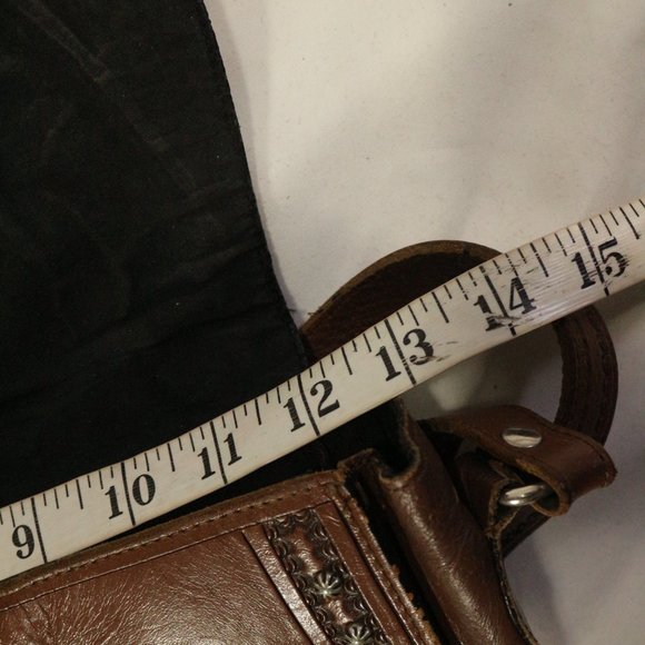 Genuine Leather Cow Hair Cross Studded Accent Shoulder Purse - Picture 9 of 12